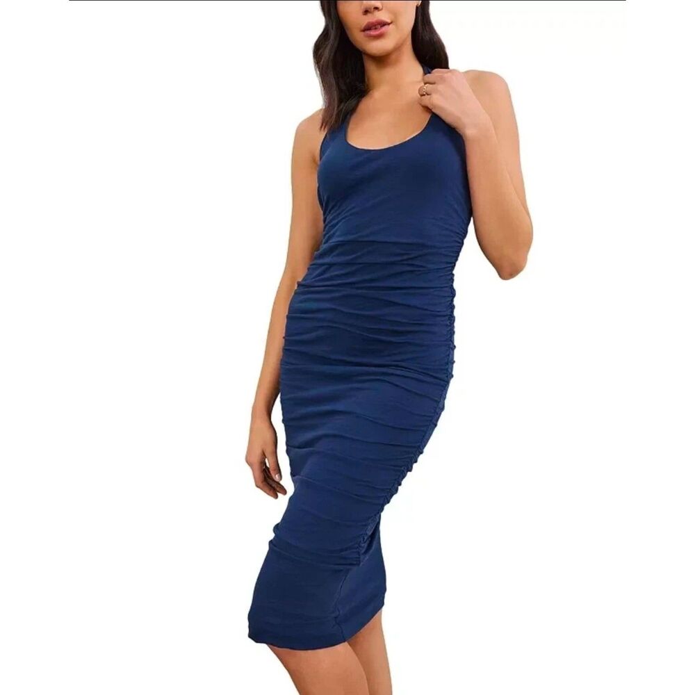 Velvet by Graham and Spencer Blue Amanda Ruched Dress Size XS NWT